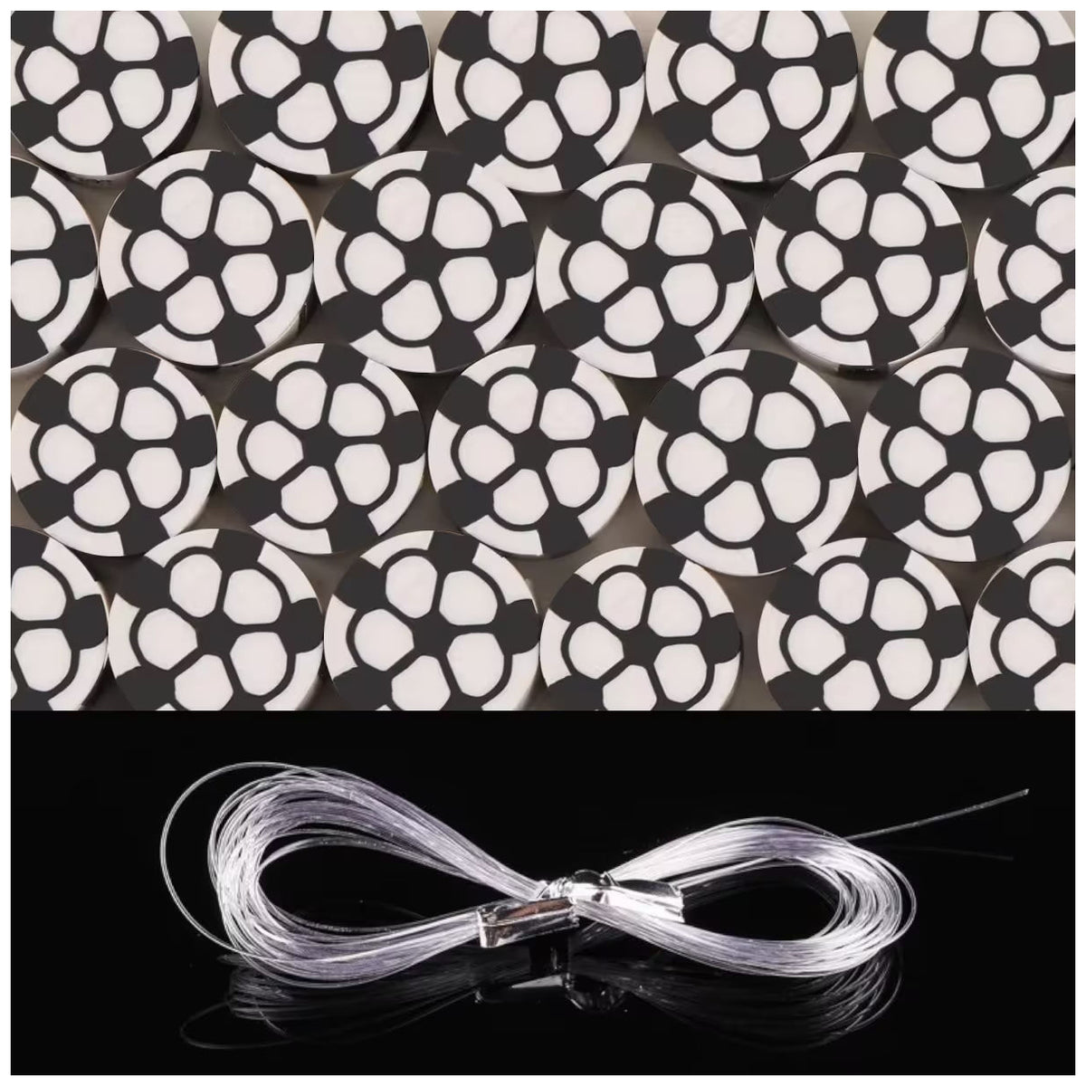 Sports Ball Polymer Clay Beads 8-11mm with Elastic String for Jewelry and DIY Crafts, Pack of 100