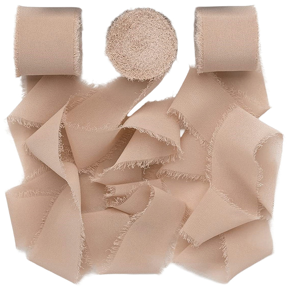Chiffon Ribbon 1.5 Inch x 21 Yard Frayed Fringe Silk Ribbon 3 Rolls for Wedding Gift Wrapping and DIY Crafts