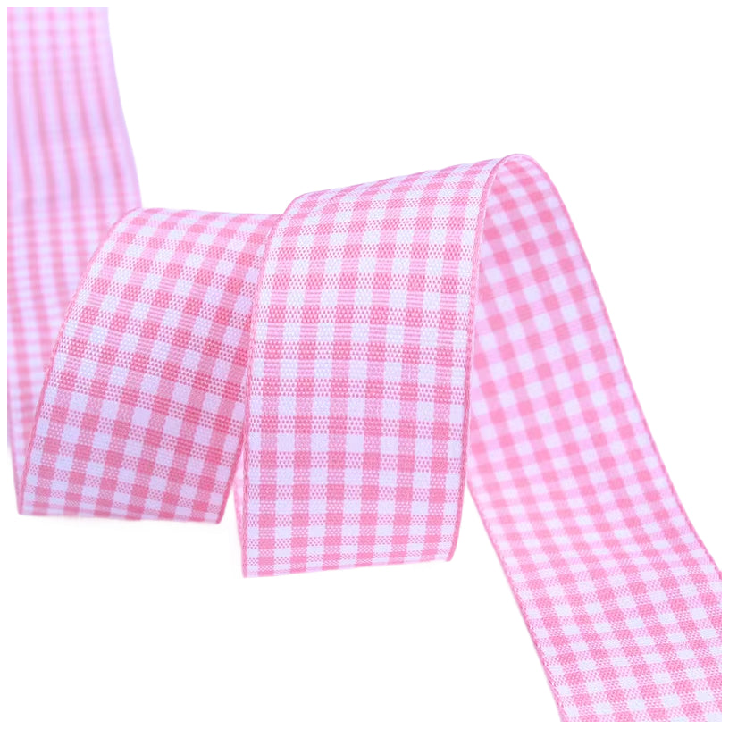 1 Inch Polyester Ribbon 50 Yard Double Faced Plaid Craft Trim for DIY Crafting, Scrapbooking and Christmas Gift Wrapping