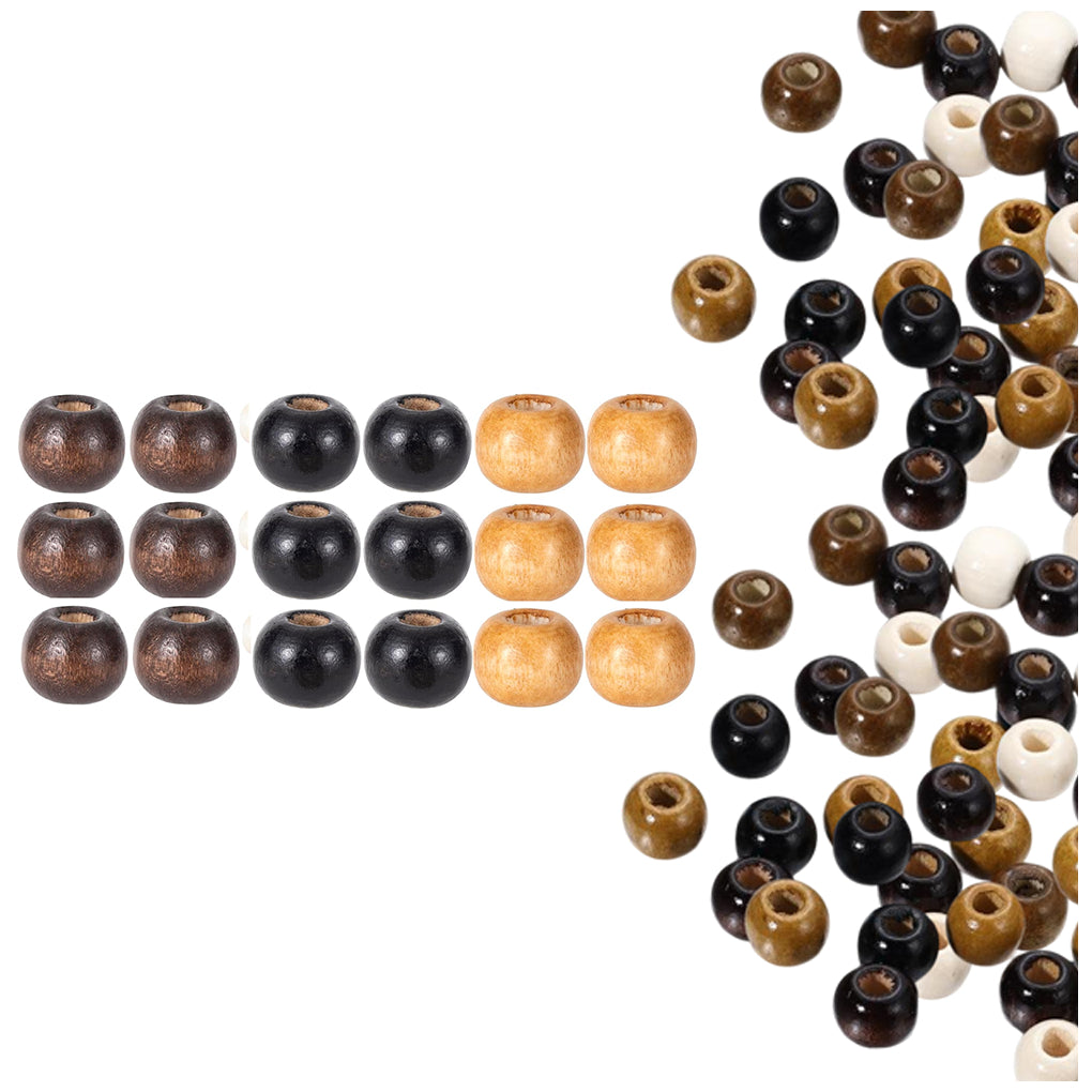 Natural Maple Wood Round Beads 9x10mm for Jewelry, Macrame, Hair, and DIY Crafts, Pack of 100