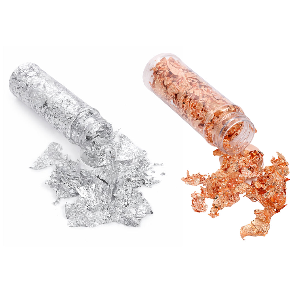 Metallic Foil Flakes with Tweezers for Resin Nail Art Painting Jewelry Making and DIY Crafts