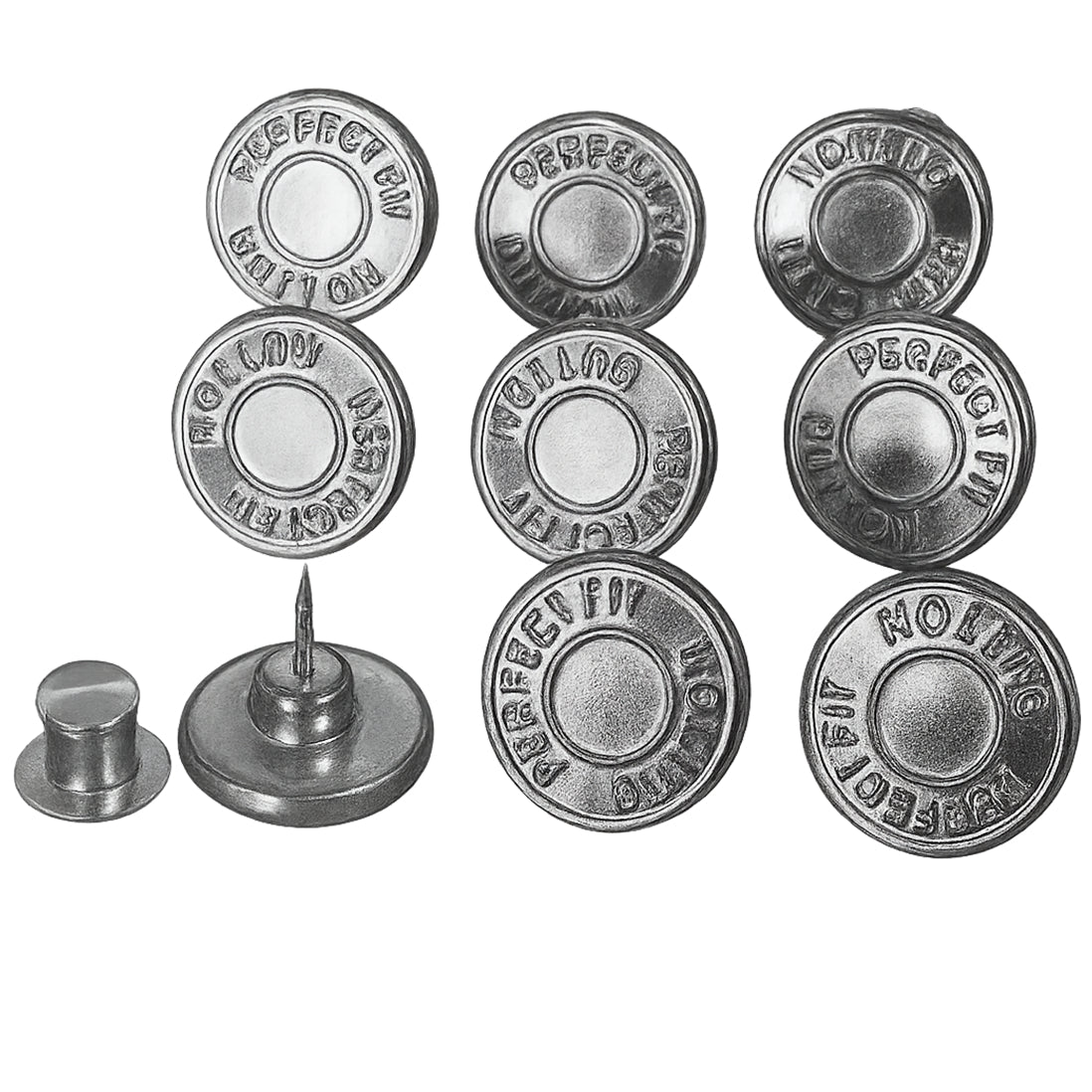 8 Sets Adjustable 17mm Metal Jean Buttons with Pins for Pants and Loose Jeans