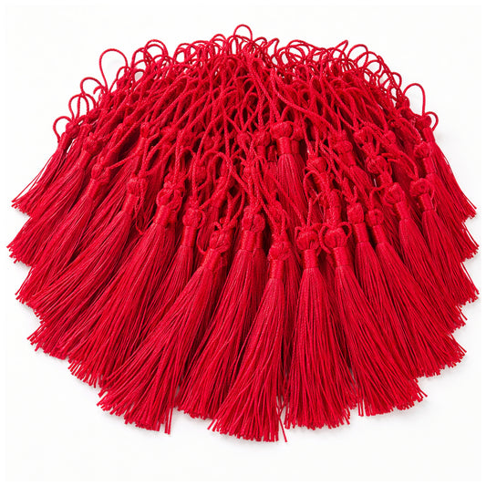 Mini Silky Tassels with Loops for Jewelry Making DIY Crafts Bookmarks Handmade Polyester 5 Inch, Pack of 100