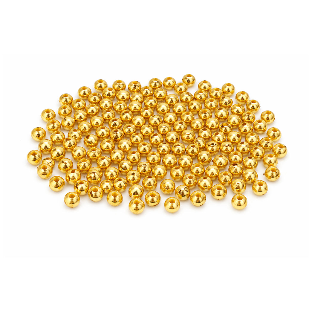 4mm Round Brass Beads for Jewelry and Bracelet Making, Pack of 300