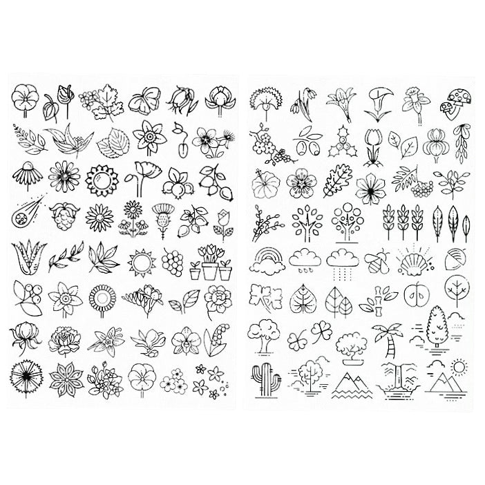 Water Soluble Embroidery Stabilizer Stick and Stitch Transfer Paper with Pre Printed Patterns for Hand Sewing Beginners, Pack of 2