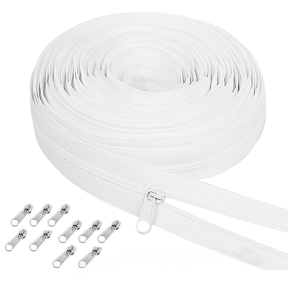 Nylon Coil Zipper Bulk Set with Replacement Sliders for Sewing Bags, Garments, Pouches and DIY Craft Projects