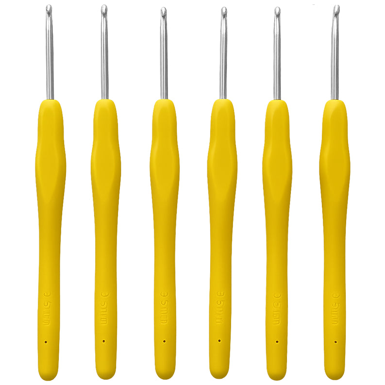 6pcs Aluminum Crochet Hooks with Soft Grip Ergonomic Handles for Knitting and DIY Yarn Crafts