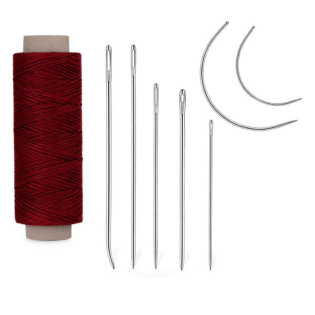 Waxed Thread Upholstery Needle Set with 7 Hand Sewing Needles for Leather Repair