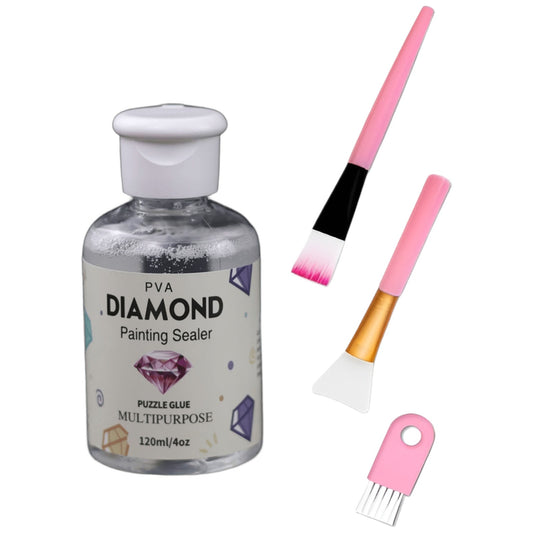 Diamond Painting Sealer Kit 120ML with Brush Set for Diamond Art and Puzzle Glue Protection