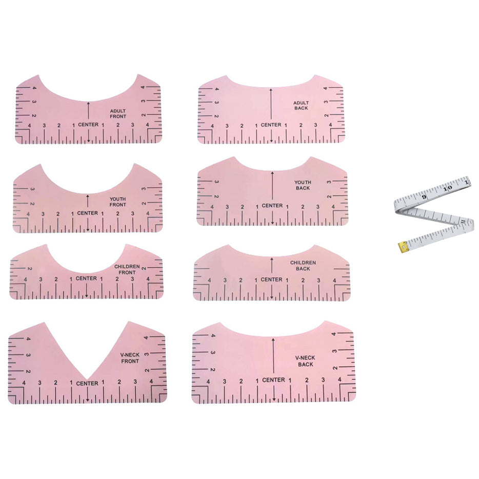 T-Shirt Ruler Guide for Centering Vinyl, Transparent PVC Alignment Tool for Heat Press and DIY Shirts