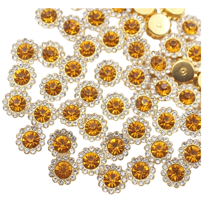 12mm Sew On Crystal Rhinestones with Metal Claw Base for Clothes, Shoes, and Crafts, Pack of 100