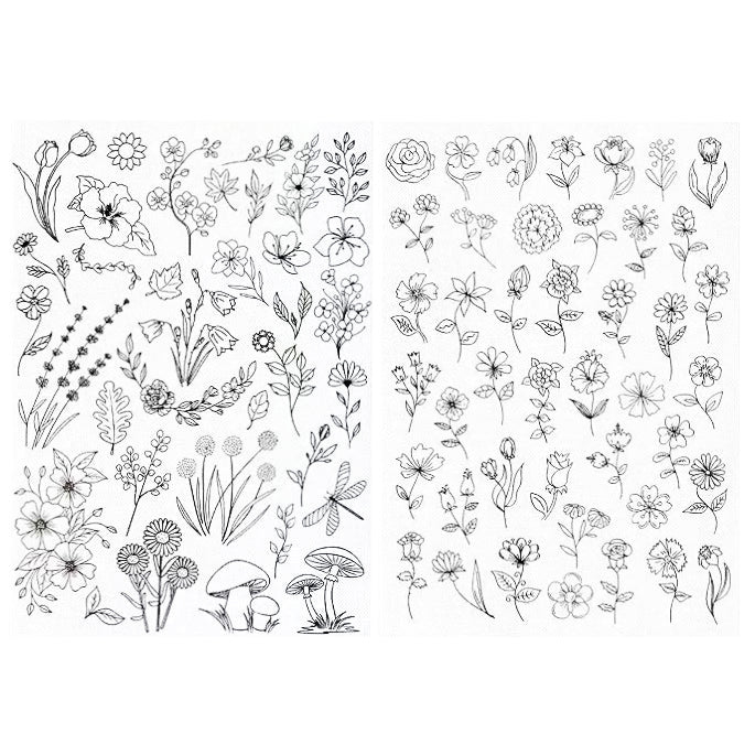 Water Soluble Embroidery Stabilizer Stick and Stitch Transfer Paper with Pre Printed Patterns for Hand Sewing Beginners, Pack of 2