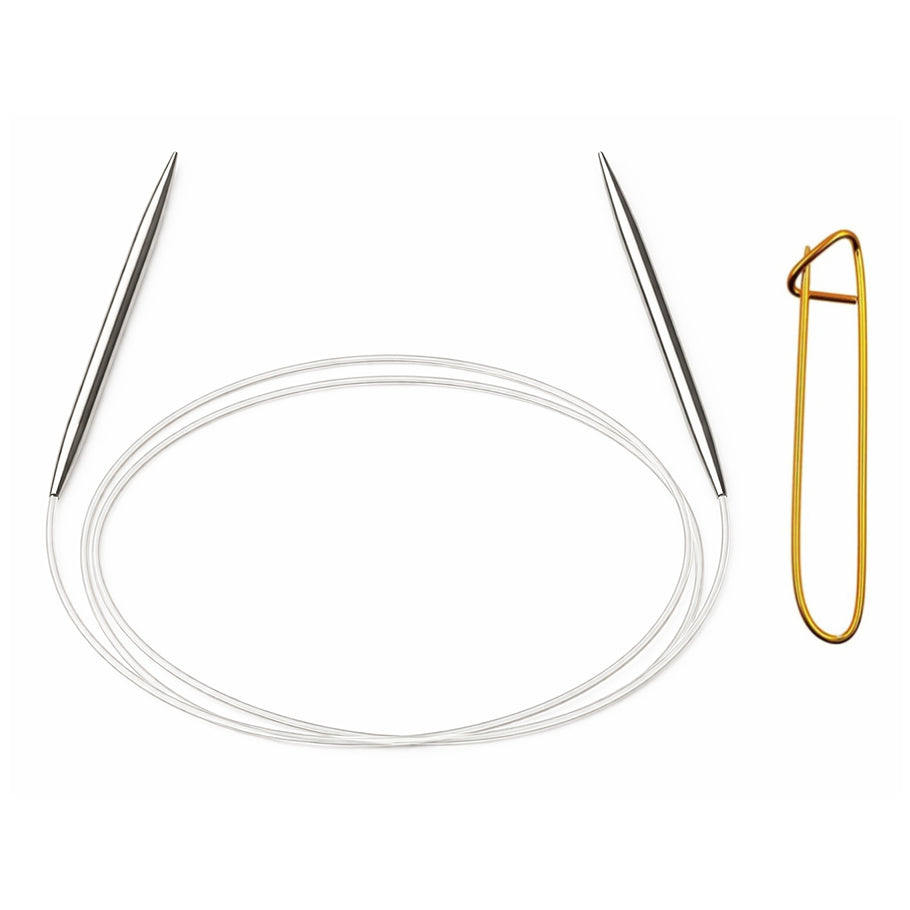 Stainless Steel Circular Knitting Needles with Stitch Holder for Hats Sleeves Scarves Baby Sweaters and Small Projects