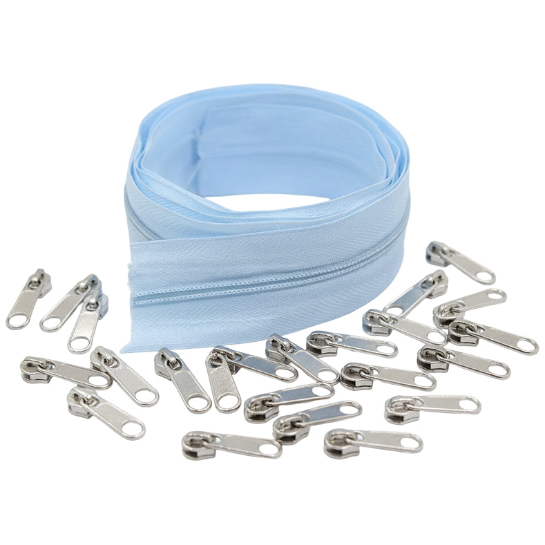 10 Yard Nylon Coil Zipper Roll with 25 Sliders Bulk Sewing Zippers for Bags Clothing Cushions and DIY Crafts