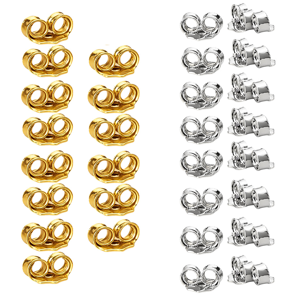 Secure Locking Earring Backs Replacement for Stud Earrings and Posts, 15 Pairs