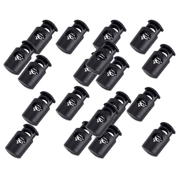 Black Plastic Cord Locks for Drawstrings and Shoelaces Durable Spring Toggle Stoppers for Bags and DIY