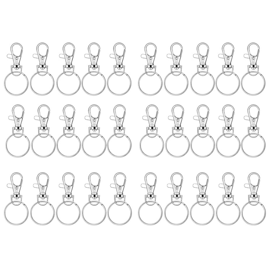 Lobster Claw Clasps and Key Rings for Keychain Jewelry Making and Craft Projects Silver