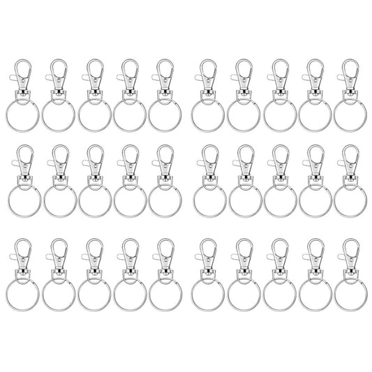 Lobster Claw Clasps and Key Rings for Keychain Jewelry Making and Craft Projects Silver