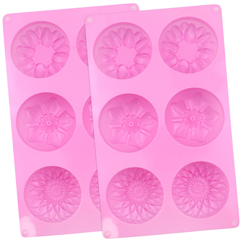 Silicone Soap Molds with 6 Cavities for DIY Soap Wax Chocolate Baking Crafts, Pack of 2