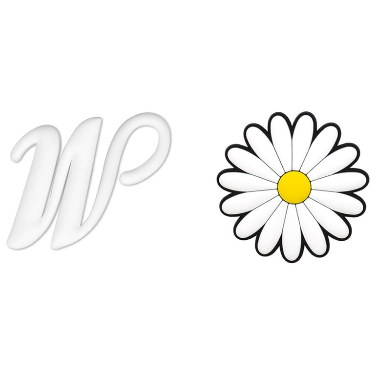 2pcs Letter and Flower Charms for Hand Bag, Decorative Alphabet Accessories Compatible with Rubber Tote
