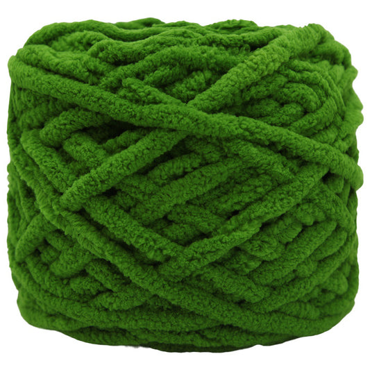 Green Super Bulky Chenille Yarn for Knitting/Crochet, #6 Weight (55 Yards)