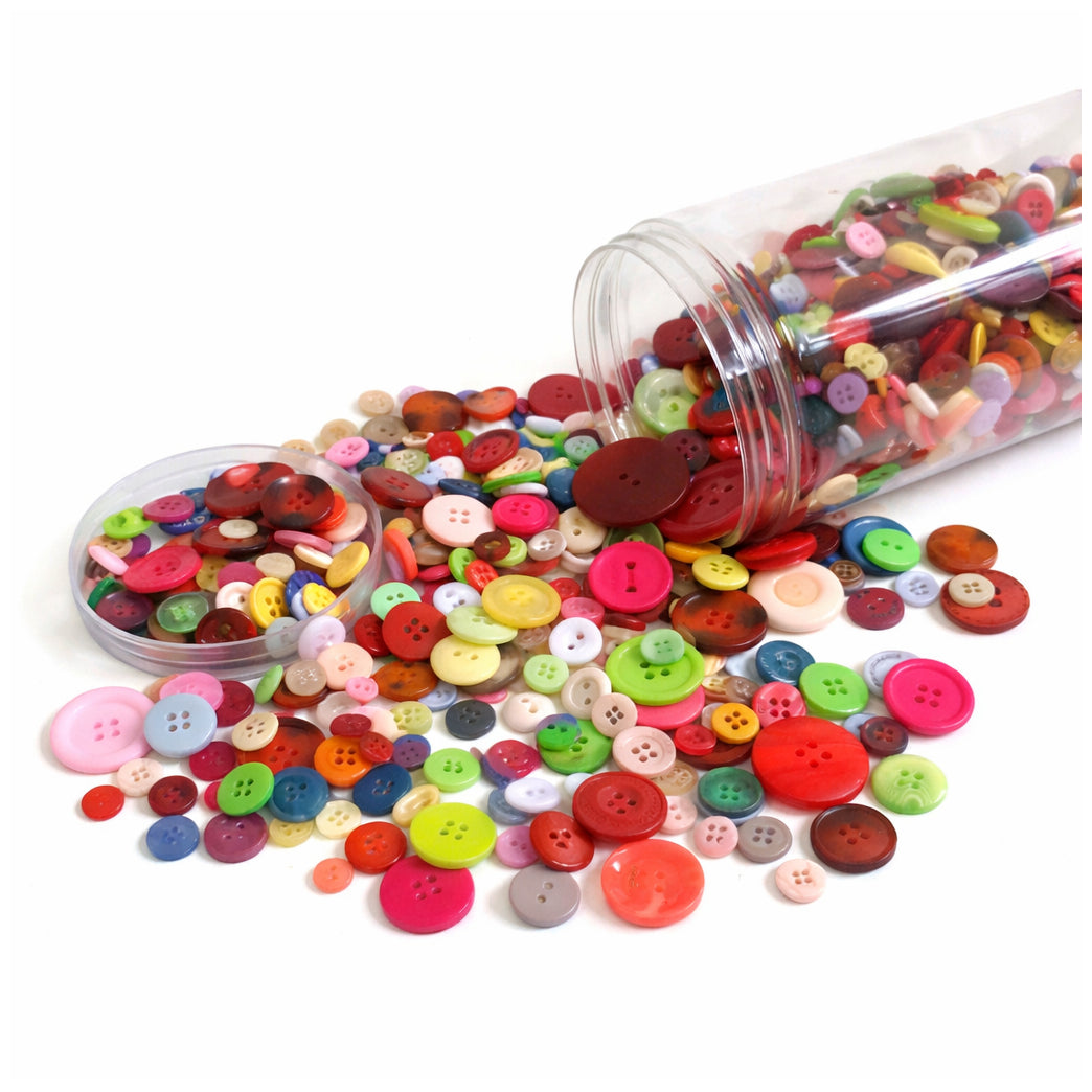 Assorted Resin Buttons 800 to 1000 pcs 500g Pack with 2 Hole and 4 Hole Sizes for Sewing and DIY Crafts
