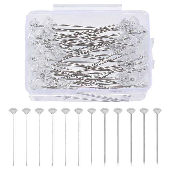 Crystal Head Diamond Bouquet Pins Nickel Plated Stainless Steel Corsage Pins for Wedding Bouquets and DIY Crafts