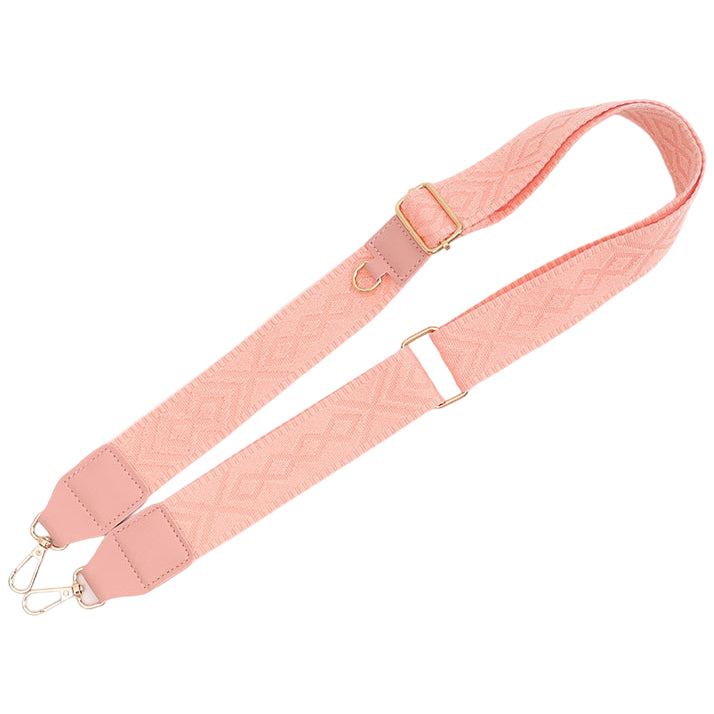 Adjustable Purse Strap With Crazy Horse Leather Ends and Jacquard Embroidery