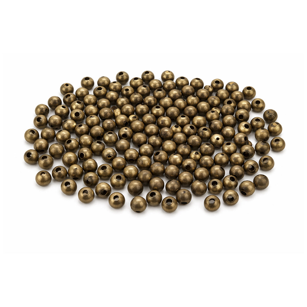 4mm Round Brass Beads for Jewelry and Bracelet Making, Pack of 300