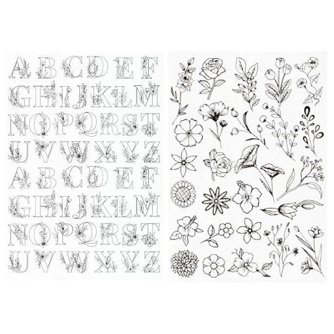 Water Soluble Embroidery Stabilizer Stick and Stitch Transfer Paper with Pre Printed Patterns for Hand Sewing Beginners, Pack of 2