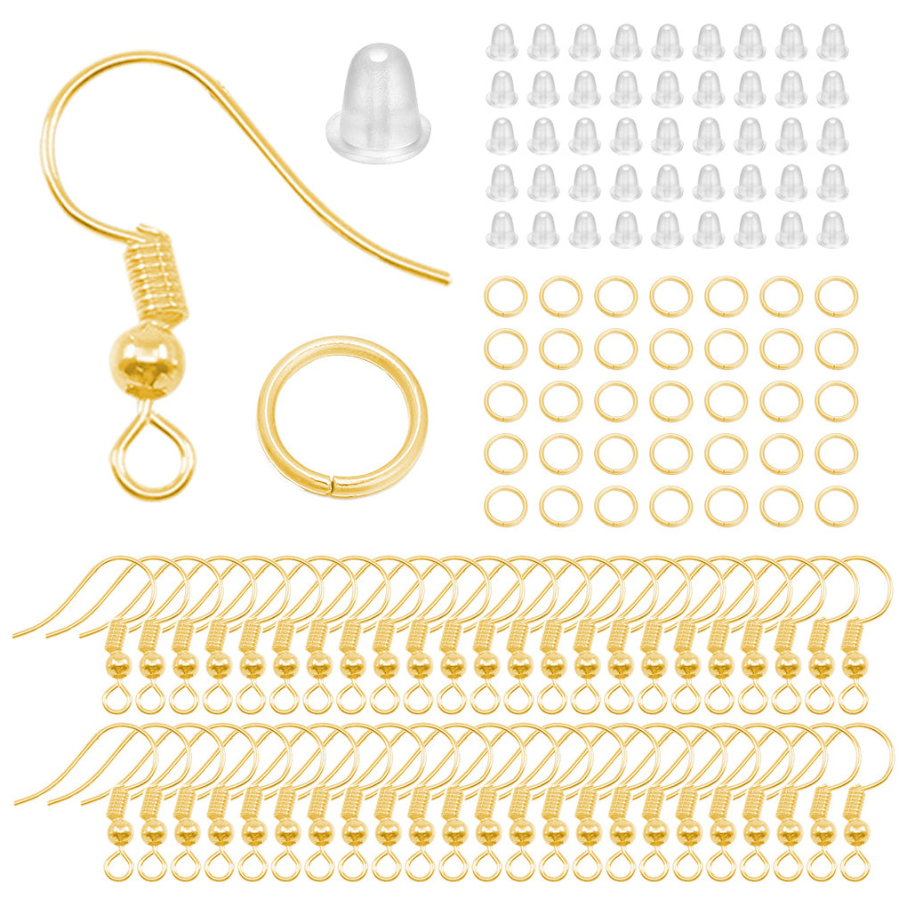 Hypoallergenic Earring Hooks Kit with Backs and Jump Rings for Jewelry Making, Pack of 600