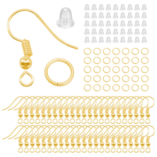 Hypoallergenic Earring Hooks Kit with Backs and Jump Rings for Jewelry Making, Pack of 600