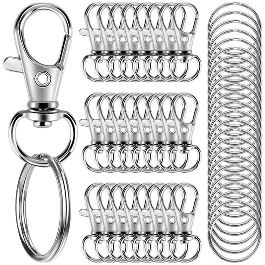 Metal Swivel Lobster Claw Keychain Clips with Large Key Rings for Keychain Making and DIY Craft Projects