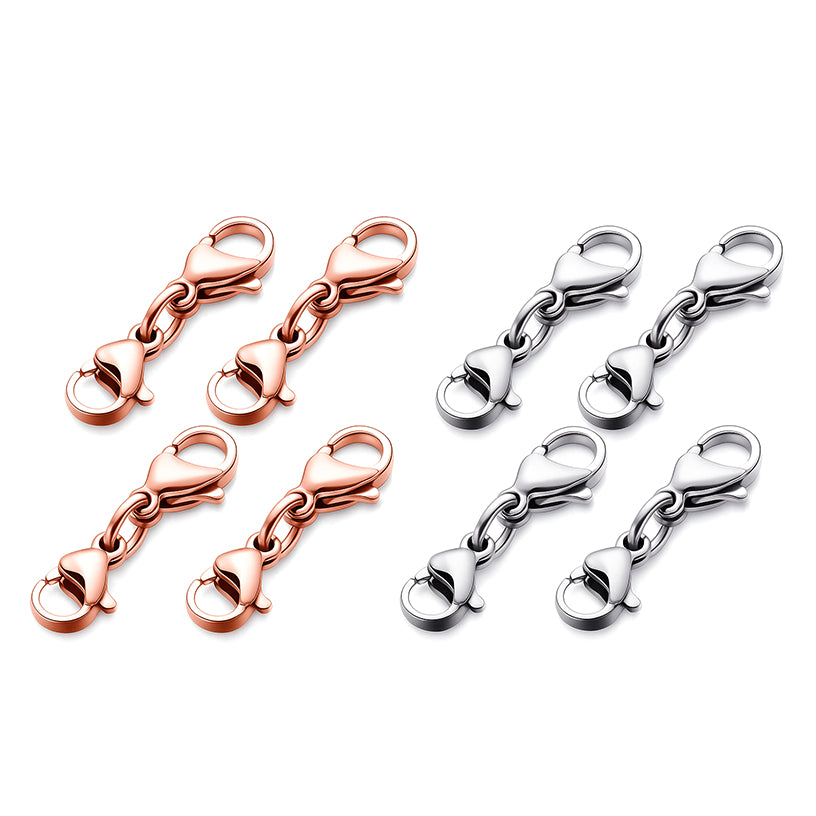 Stainless Steel Double Lobster Clasp Necklace Extenders for DIY Jewelry Making