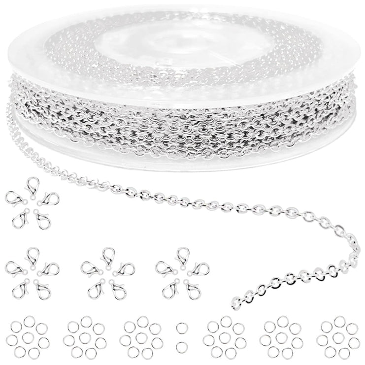 Plated Iron Rolo Link Cable Chain Roll for Jewelry Making Necklace Bracelet and DIY Craft Supplies