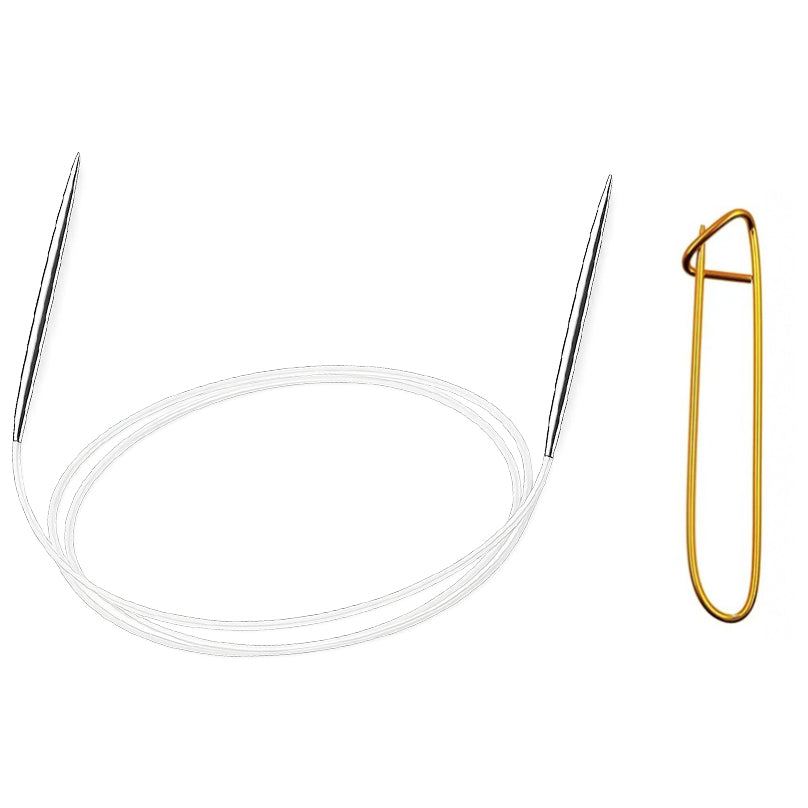 Stainless Steel Circular Knitting Needles with Stitch Holder for Hats Sleeves Scarves Baby Sweaters and Small Projects