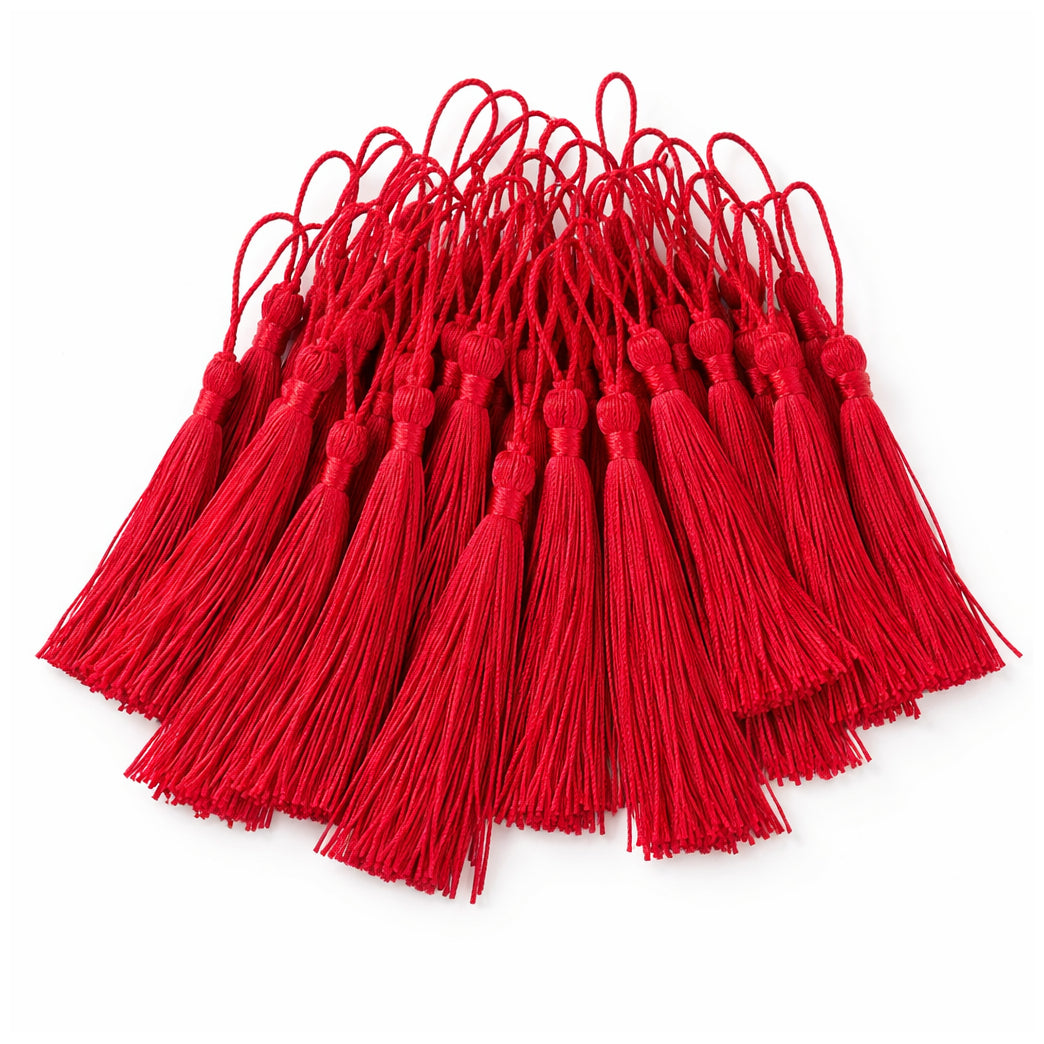 Mini Tassels with Loops 5 Inch Polyester Silky Tassels for Bookmarks and Crafts, Pack of 120