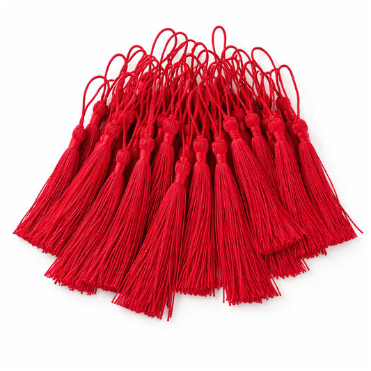 Mini Tassels with Loops 5 Inch Polyester Silky Tassels for Bookmarks and Crafts, Pack of 120