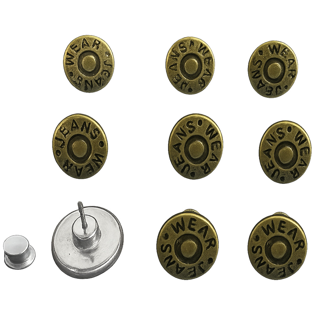 8 Sets Adjustable 17mm Metal Jean Buttons with Pins for Pants and Loose Jeans