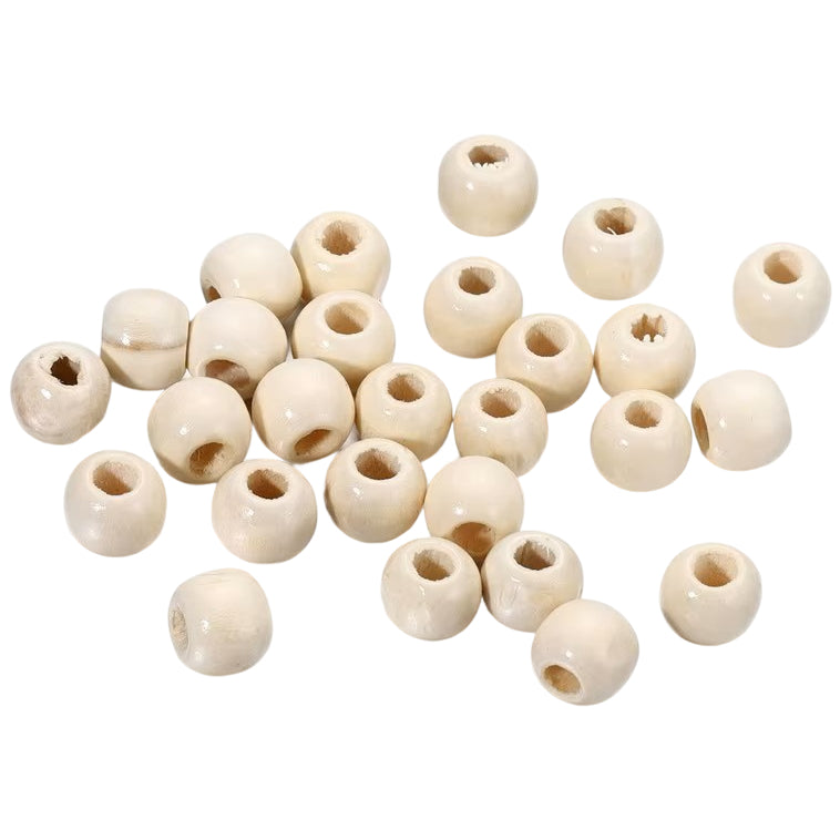 Natural Maple Wood Round Beads 9x10mm for Jewelry, Macrame, Hair, and DIY Crafts, Pack of 100