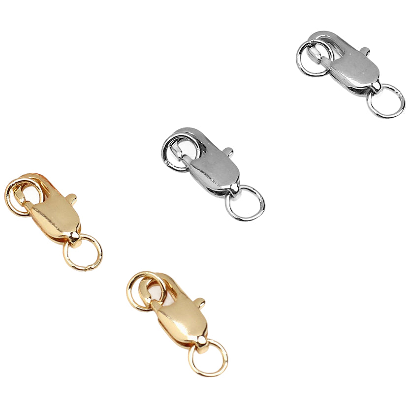 14K Gold Lobster Claw Clasps With Closed Jump Rings for Necklace Repairs and DIY Jewelry Making