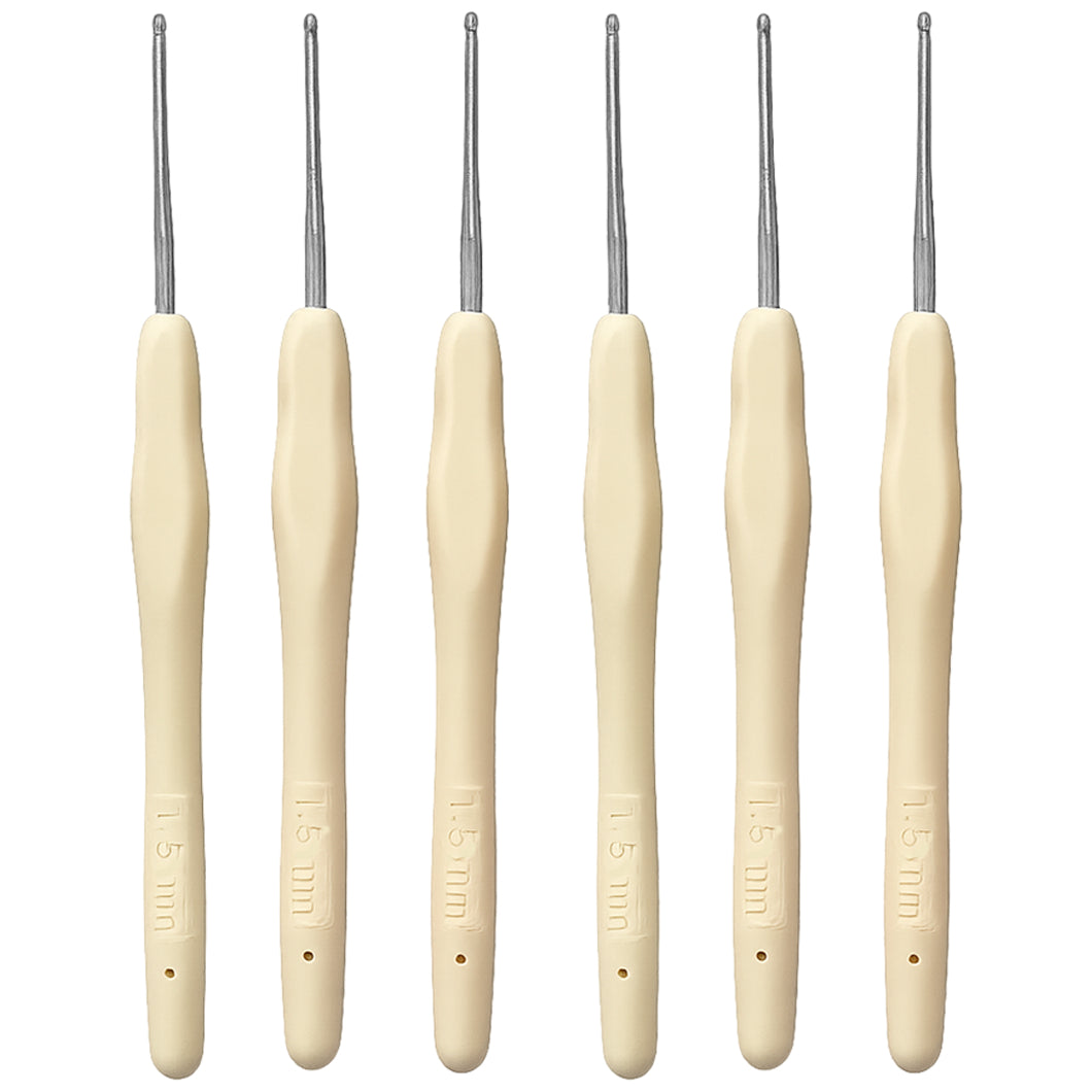6pcs Aluminum Crochet Hooks with Soft Grip Ergonomic Handles for Knitting and DIY Yarn Crafts