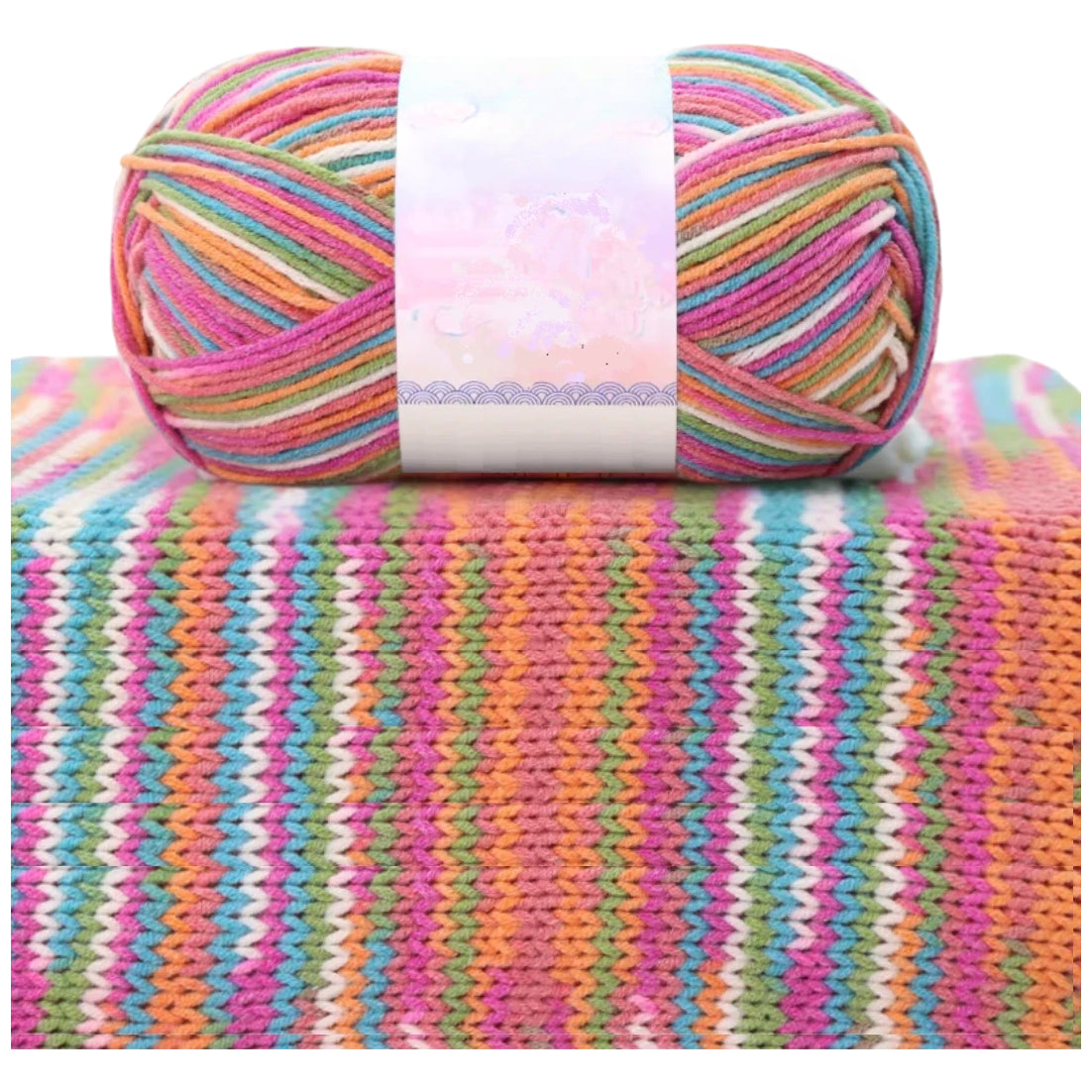 1.5mm Multicolored Fancy Yarn for Knitting & Crocheting Sweaters, Scarves & DIY Crafts, 50 Grams/1.76oz 175 yards