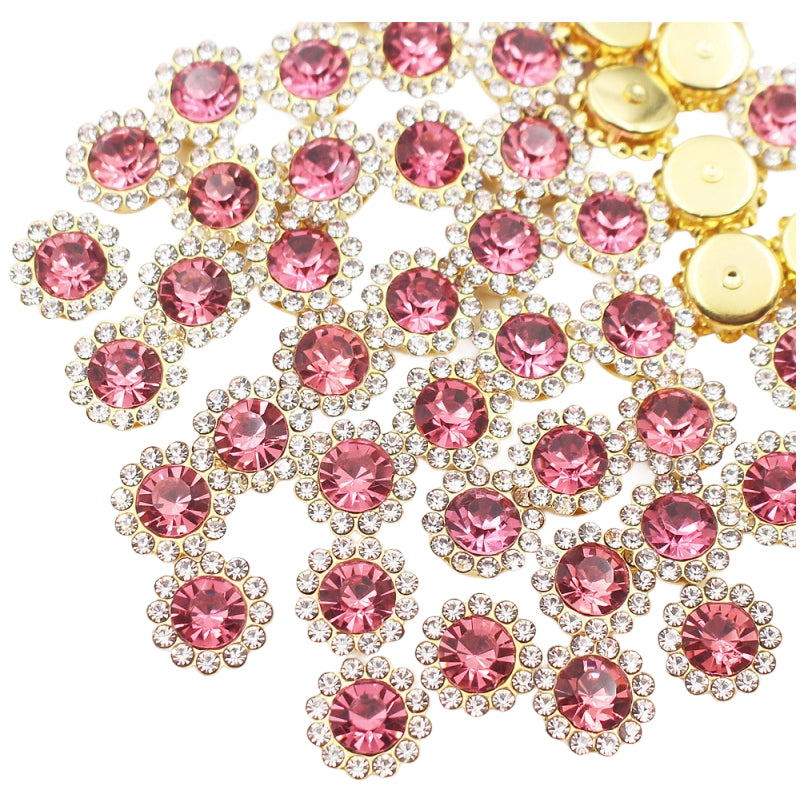 12mm Sew On Crystal Rhinestones with Metal Claw Base for Clothes, Shoes, and Crafts, Pack of 100