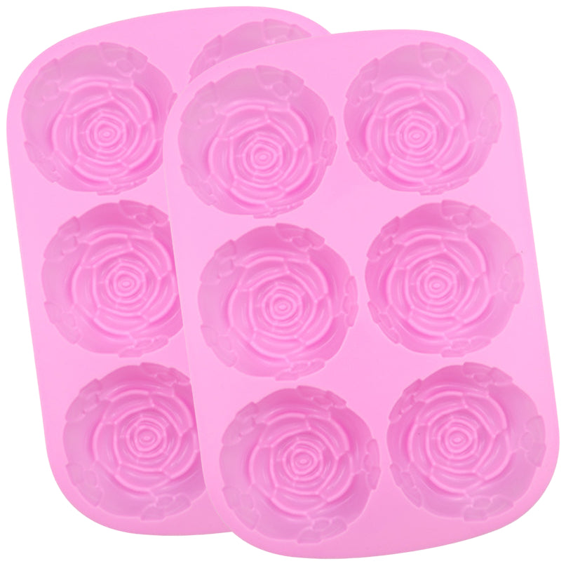 Silicone Soap Molds with 6 Cavities for DIY Soap Wax Chocolate Baking Crafts, Pack of 2