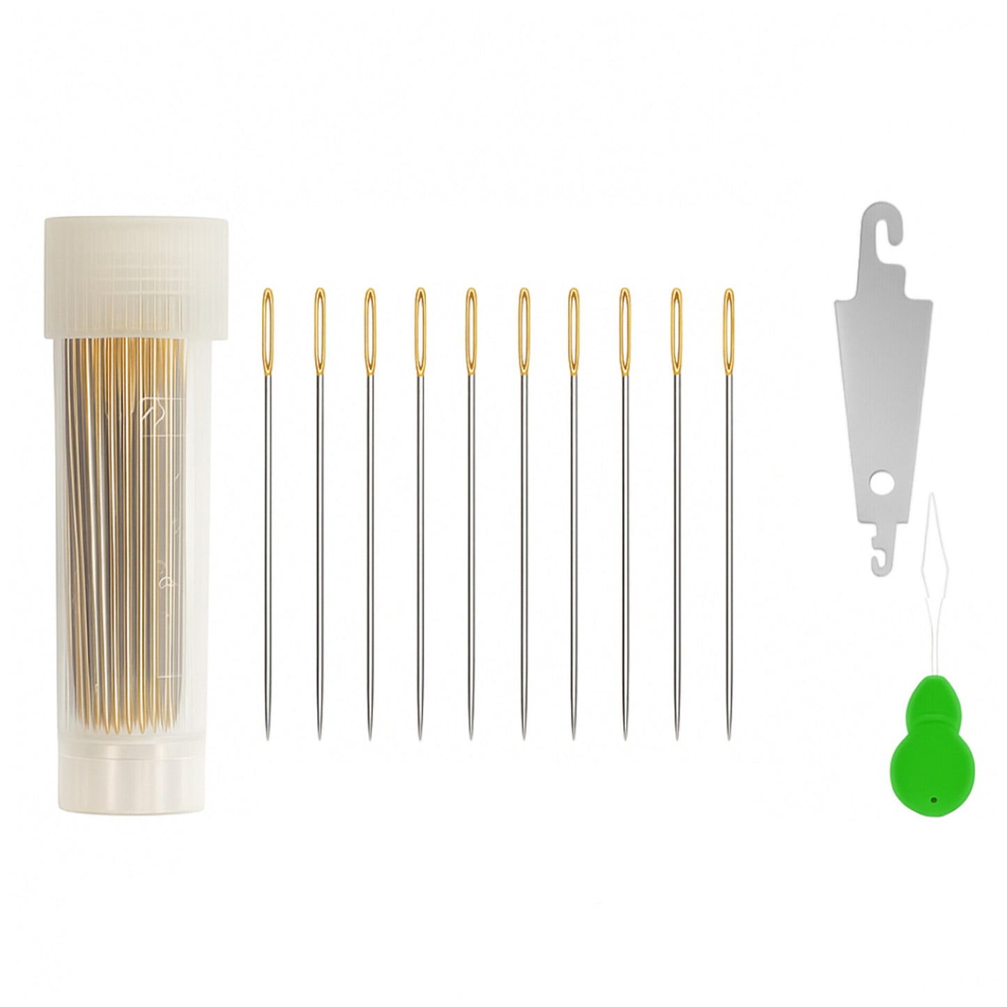 100 Pcs Gold Large Eye Cross Stitch Needles With 2 Needle Threaders Embroidery Sewing Needles Set