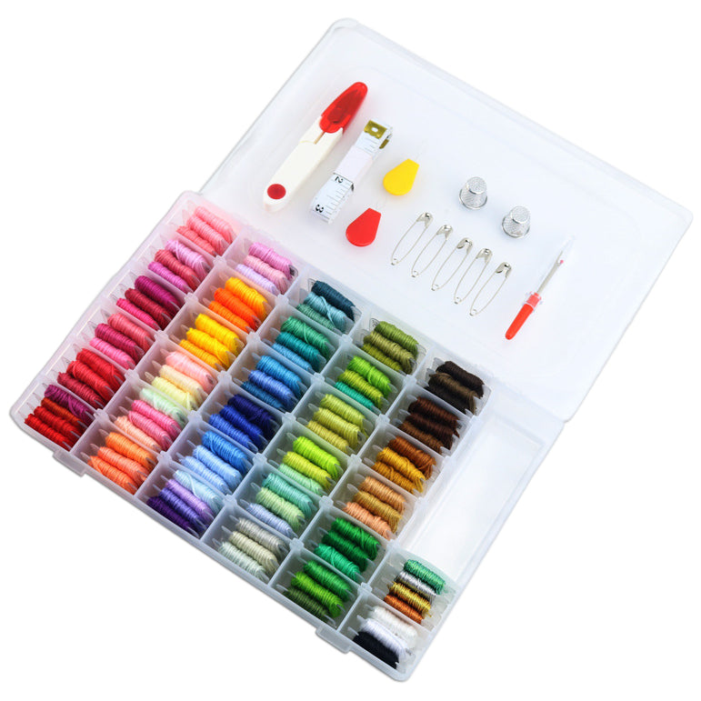 Embroidery Floss Kit With Cotton & Metallic Threads for Cross Stitch, Bracelets, and Crafts