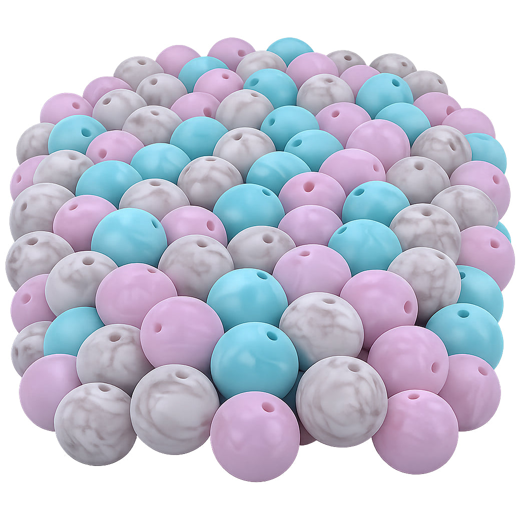 15mm Silicone Beads for Keychains Bracelets Pens Crafts Bulk Round Beads DIY Jewelry Making, Pack of 100