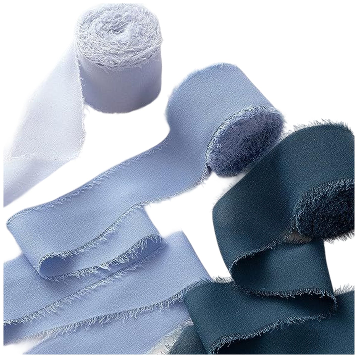 1.5 Inch x 7 Yards Chiffon Silk Ribbon Set for Wedding Bouquets, Gifts, and Decorations, Pack of 3