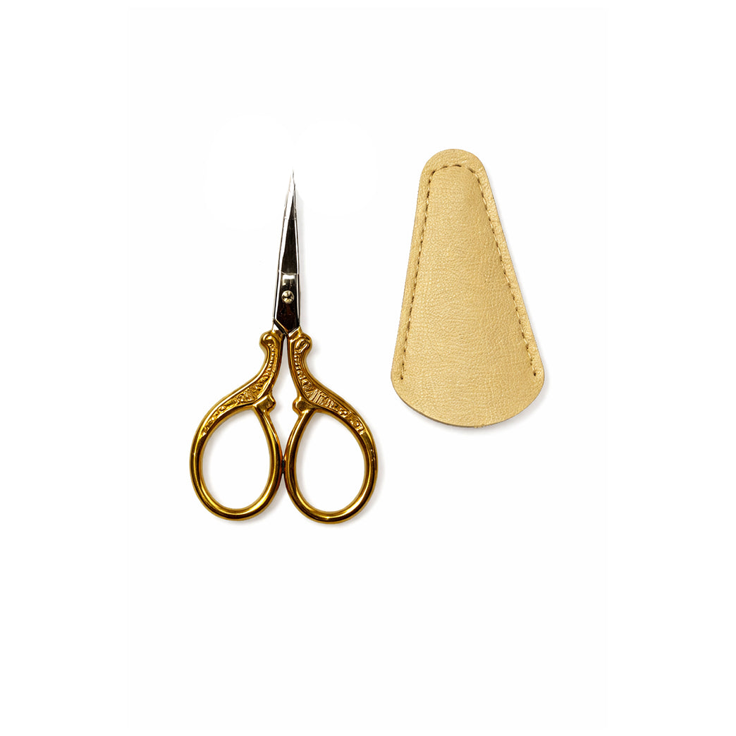 Embroidery Sewing Scissors with Leather Cover for Needlework Crafting Thread Cutting and DIY Handicraft Tools